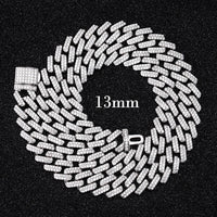 Hip Hop Jewelry 2rows 8mm 10mm 12mm 13mm 14mm 15mm VVS Moissanite Diamond Cuban Link Chain 925 Silver Moissanite Necklace
