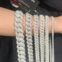 XG Moissanite Curved Cuban Chains Real 925 Silver Plated Gold Iced Out Vvs Moissante Curb Chains Necklaces for Men