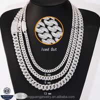 XG Moissanite Curved Cuban Chains Real 925 Silver Plated Gold Iced Out Vvs Moissante Curb Chains Necklaces for Men