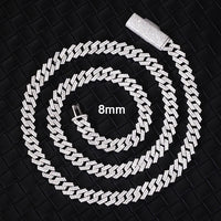 Hip Hop Jewelry 2rows 8mm 10mm 12mm 13mm 14mm 15mm VVS Moissanite Diamond Cuban Link Chain 925 Silver Moissanite Necklace