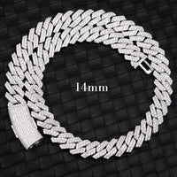Hip Hop Jewelry 2rows 8mm 10mm 12mm 13mm 14mm 15mm VVS Moissanite Diamond Cuban Link Chain 925 Silver Moissanite Necklace