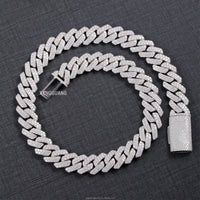 Hip Hop Jewelry 2rows 8mm 10mm 12mm 13mm 14mm 15mm VVS Moissanite Diamond Cuban Link Chain 925 Silver Moissanite Necklace