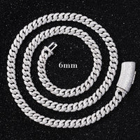 XG Moissanite Curved Cuban Chains Real 925 Silver Plated Gold Iced Out Vvs Moissante Curb Chains Necklaces for Men
