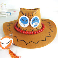 Anime One Piece Portgas.D.Ace Cosplay Hat Cowboy Hat With Bones Skull Toys Cosplay Trafalgar Law Cap Chopper .Luffy straw hat