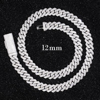 Hip Hop Jewelry 2rows 8mm 10mm 12mm 13mm 14mm 15mm VVS Moissanite Diamond Cuban Link Chain 925 Silver Moissanite Necklace