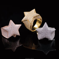 Hiphop Men Women Fine Jewelry 18k Gold Plated 925 Sterling Silver VVS Moissanite Diamond Cross Star Ring Pass Diamond Tester