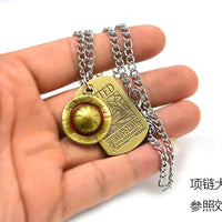 Anime One Piece Necklace Luffy Straw Hat And Skull Logo Dog Tag Pendant Men Fashion Choker Accessories Jewelry Figure Toys