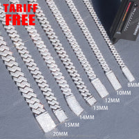 Hip Hop Jewelry 2rows 8mm 10mm 12mm 13mm 14mm 15mm VVS Moissanite Diamond Cuban Link Chain 925 Silver Moissanite Necklace