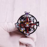 One Piece Rudder Brooch One Piece Monkey D. Luffy Skull Flag J1 Brooch skull Enamel Pin Lapel Pins Badge Hats Clothes Backpack