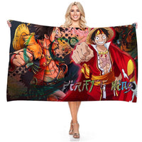 Anime One Piece 75*150cm Polyester Pirate Monkey D.Luffy Skull Flag One Piece Straw Hat Pirates Trumpet Banner Flag Gifts 