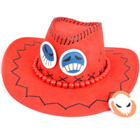 Anime One Piece Portgas.D.Ace Cosplay Hat Cowboy Hat With Bones Skull Toys Cosplay Trafalgar Law Cap Chopper .Luffy straw hat