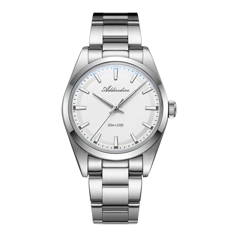 ADDIESDIVE Men's Dress Watch 36mm 10Bar Waterproof Stainless Steel BGW9 Super Luminous Quartz Movement with Bubble Mirror Glass