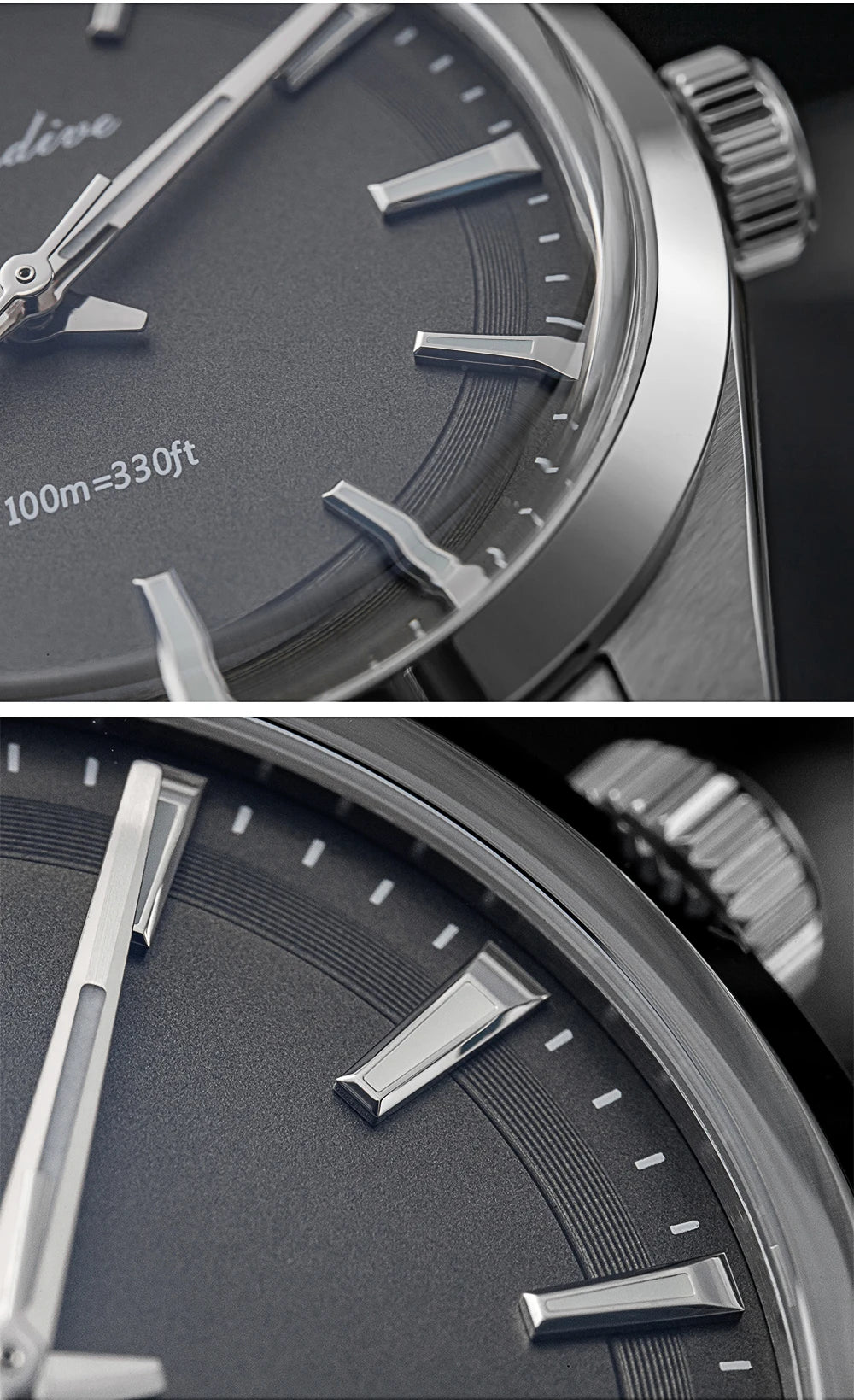ADDIESDIVE Men's Dress Watch 36mm 10Bar Waterproof Stainless Steel BGW9 Super Luminous Quartz Movement with Bubble Mirror Glass