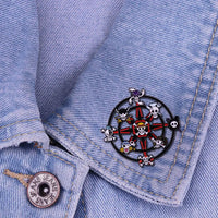One Piece Rudder Brooch One Piece Monkey D. Luffy Skull Flag J1 Brooch skull Enamel Pin Lapel Pins Badge Hats Clothes Backpack