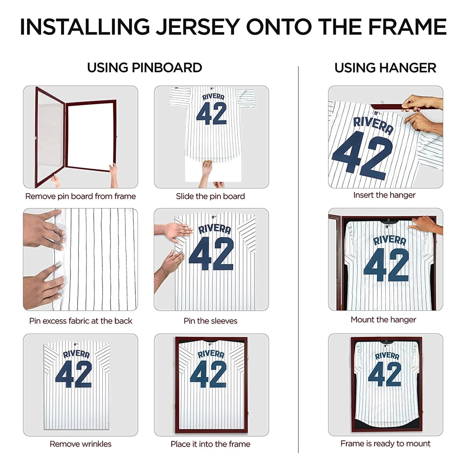 Football Baseball Basketball Hockey Jersey Display Case Frame,With UV Protection Acrylic Wood Hanger, Brown