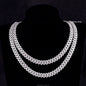 Hip Hop Jewelry 2rows 8mm 10mm 12mm 13mm 14mm 15mm VVS Moissanite Diamond Cuban Link Chain 925 Silver Moissanite Necklace