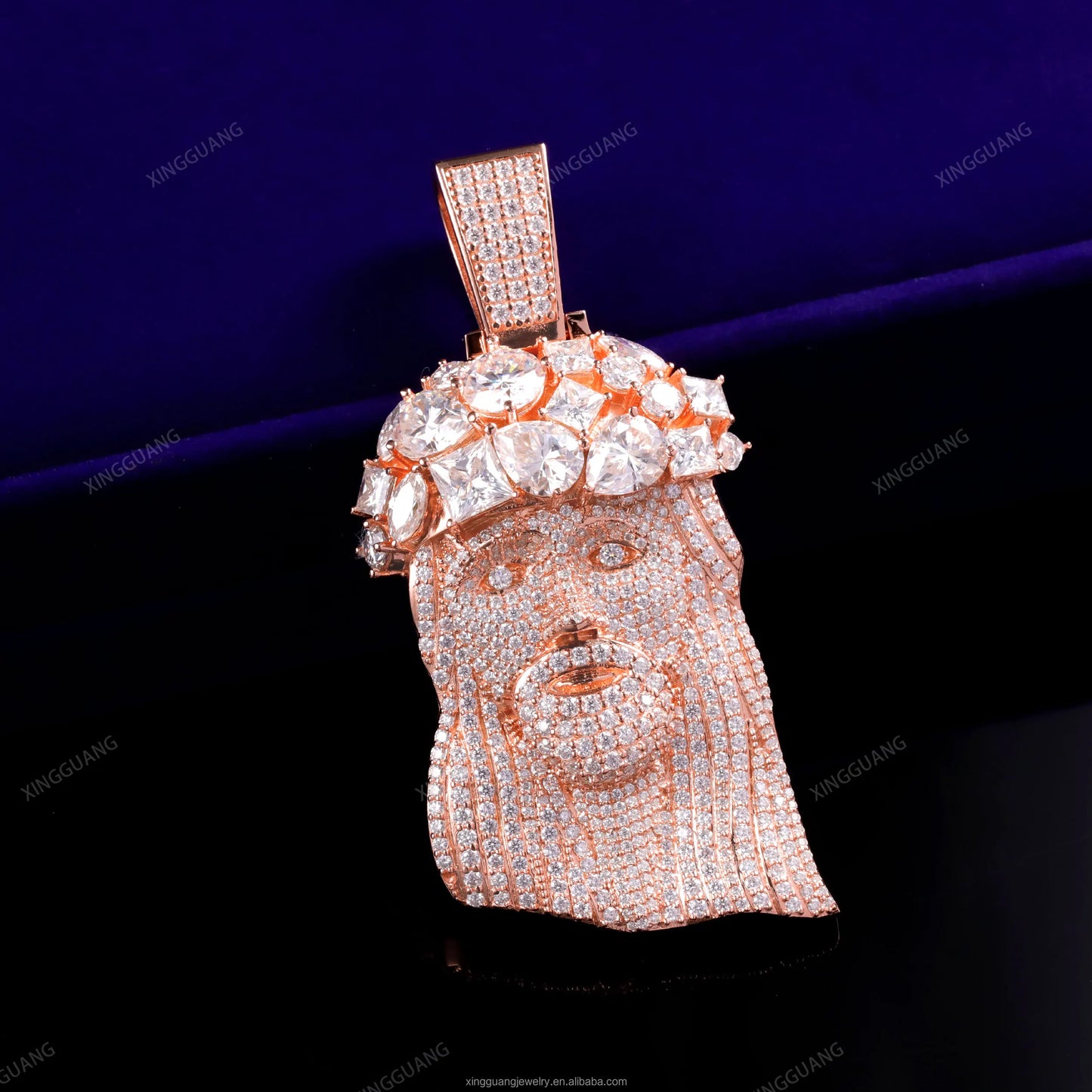 Hip Hop Big Size Moissanite Jesus Pendant Jewelry 925 Solid Silver Pendant Charms VVS Moissanite Jesus Pendant for Necklace