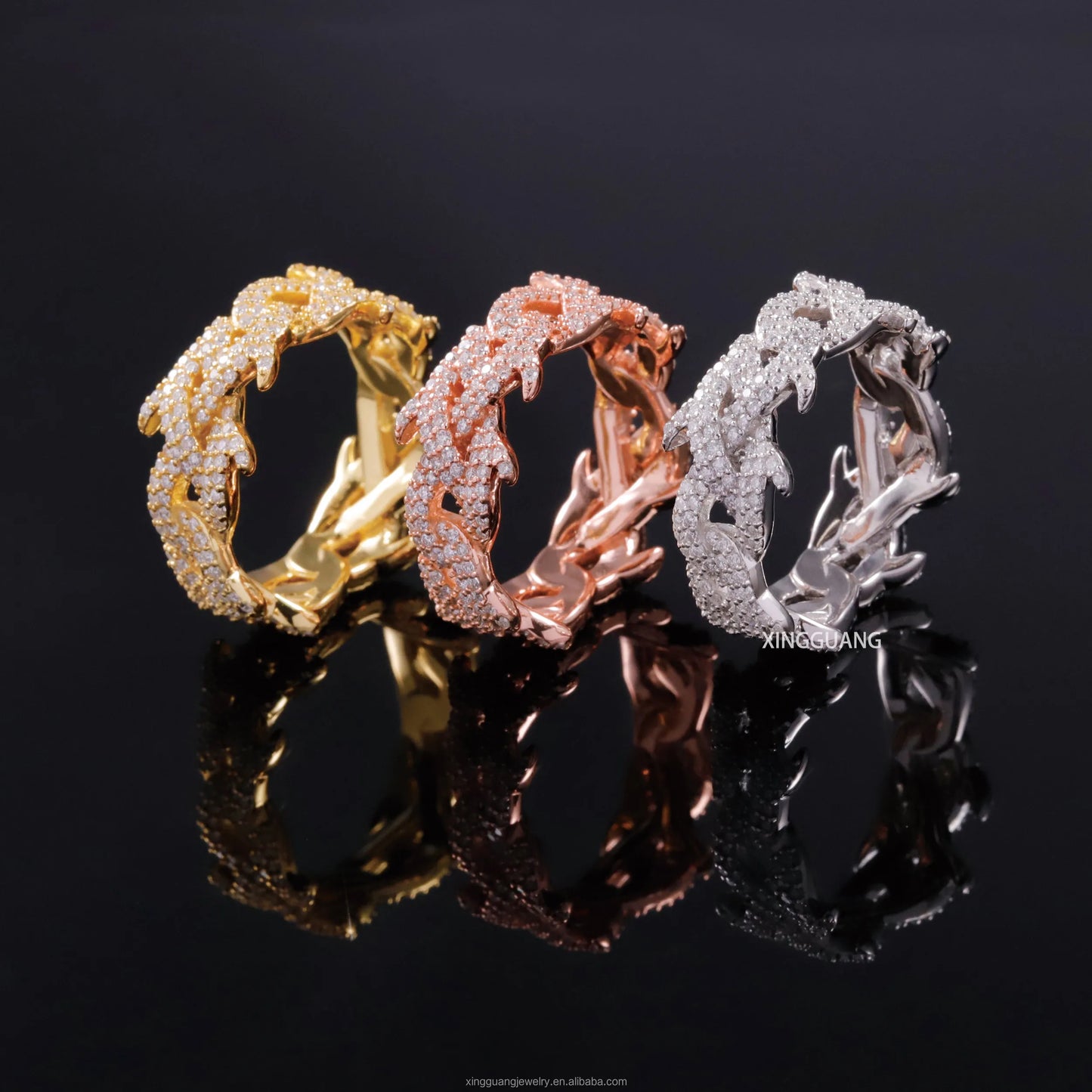 Ready to Ship Hiphop Star Ring Fine Jewelry Iced Out Gold Plated S925 Silver VVS Moissanite Diamond Cross Ring for Men Women