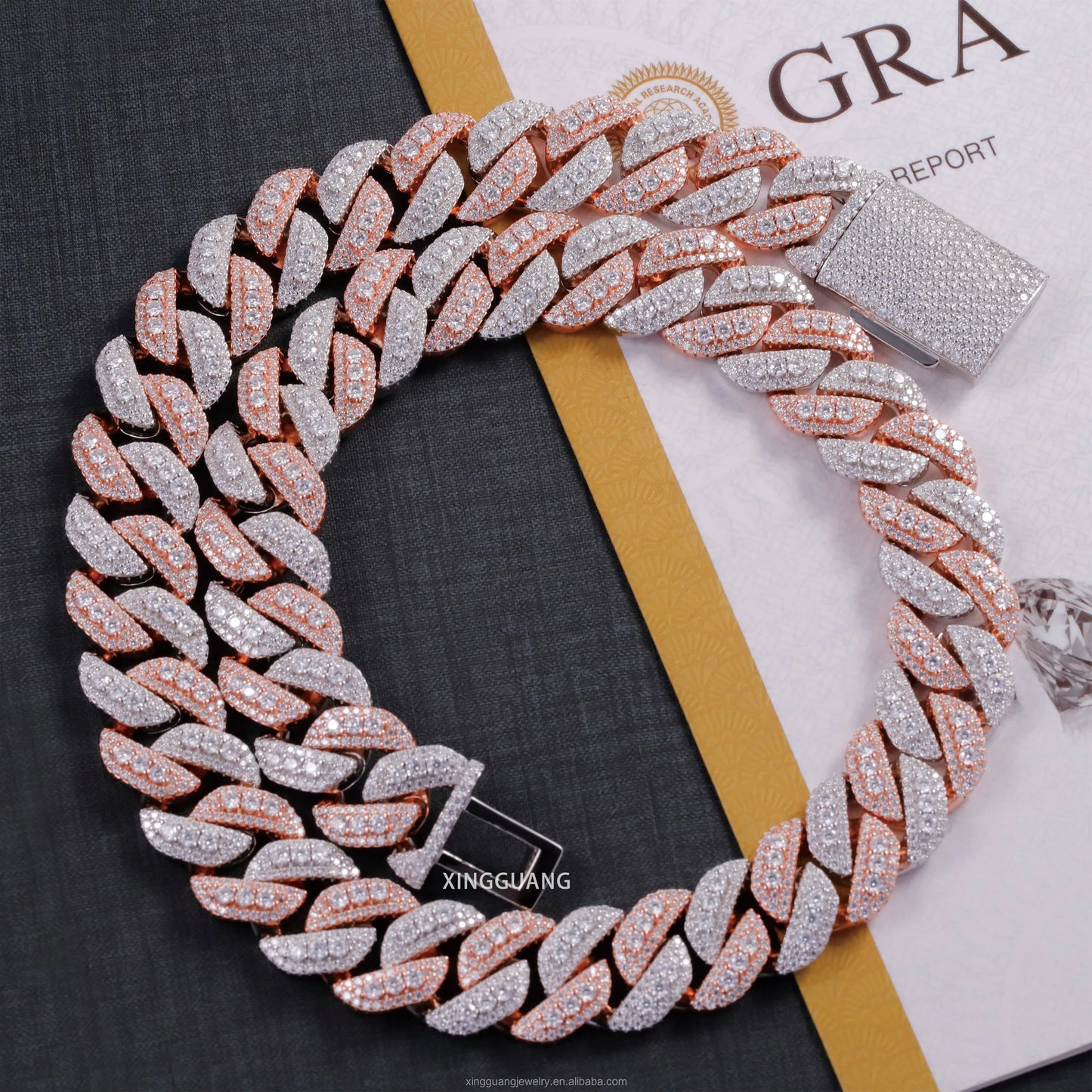15-20mm Wide VVS Moissanite Diamond Necklace Bracelet 925 Solid Silver Gold Moissanite Cuban Link Chain with GRA Certificate