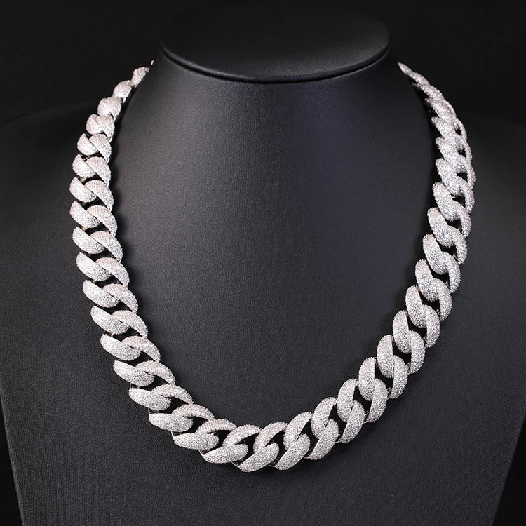 New Arrival Rapper's Hip Hop Jewelry 22mm 925 Sterling Silver 5 Rows VVS Moissanite Iced Out Thick Cuban Link Chain Necklace