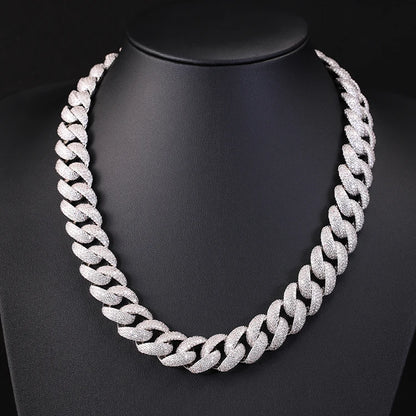 New Arrival Rapper's Hip Hop Jewelry 22mm 925 Sterling Silver 5 Rows VVS Moissanite Iced Out Thick Cuban Link Chain Necklace