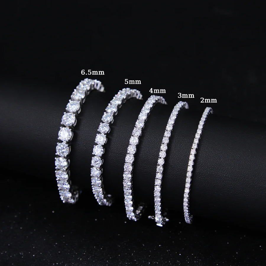 Moissanite Tennis Diamond Chain 3mm 4mm 925 Silver Gold Plated Fine Jewelry Bracelet VVS Moissanite Tennis Chain for Men Women