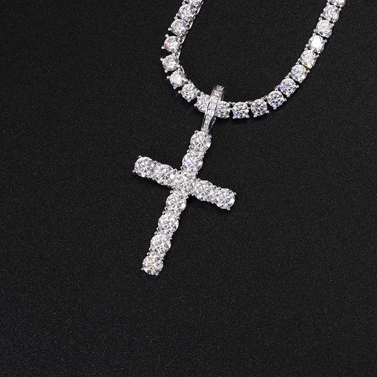 Pass Diamond Test Moissanite Jewelry Iced Out S925 Silver 2mm/3mm/4mm/5mm D VVS Diamond Moissanite Cross Pendant for Men Women