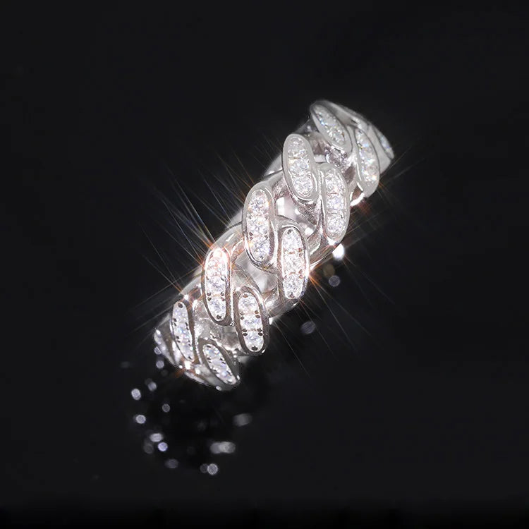 Ready to Ship S925 Sterling Silver Ring 18K Gold Plated Hip Hop Men VVS Moissanite Diamond Ring Factory Price
