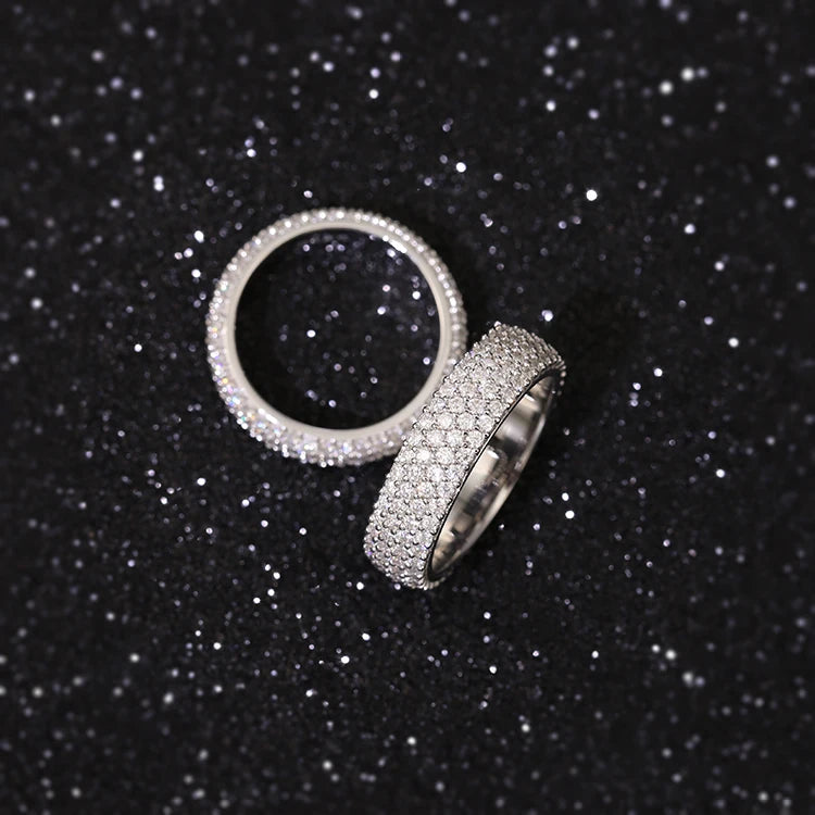 Hiphop Men Women Fine Jewelry 18k Gold Plated 925 Sterling Silver VVS Moissanite Diamond Cross Star Ring Pass Diamond Tester