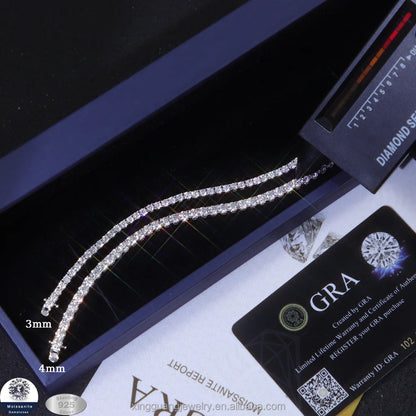 Moissanite Tennis Diamond Chain 3mm 4mm 925 Silver Gold Plated Fine Jewelry Bracelet VVS Moissanite Tennis Chain for Men Women