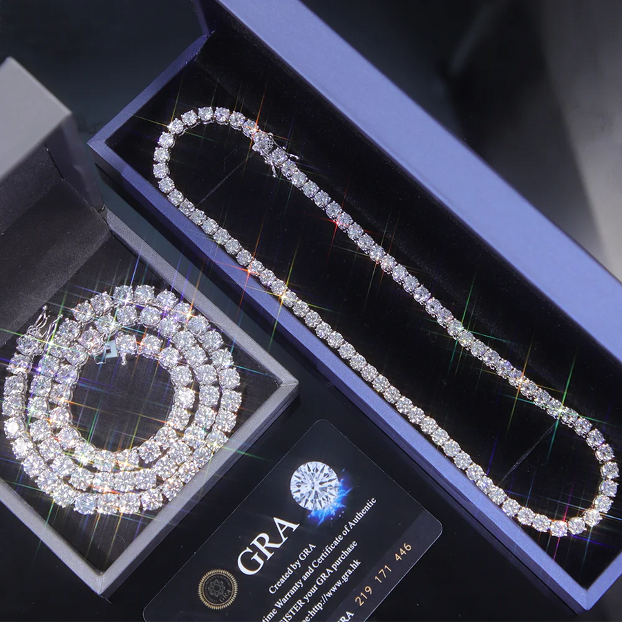 Hot-sale 6.5/5 mm Tennis Diamond Chain Necklace Bracelet S925 Silver VVS Moissanite Tennis Link Fine Jewelry for Men Women