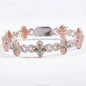 Charm Colorful Marquise Eye Moissanite Four Leaf Clover 925 Silver Cuban Chain Bracelet Mens Women Jewelry Bracelet Bangles