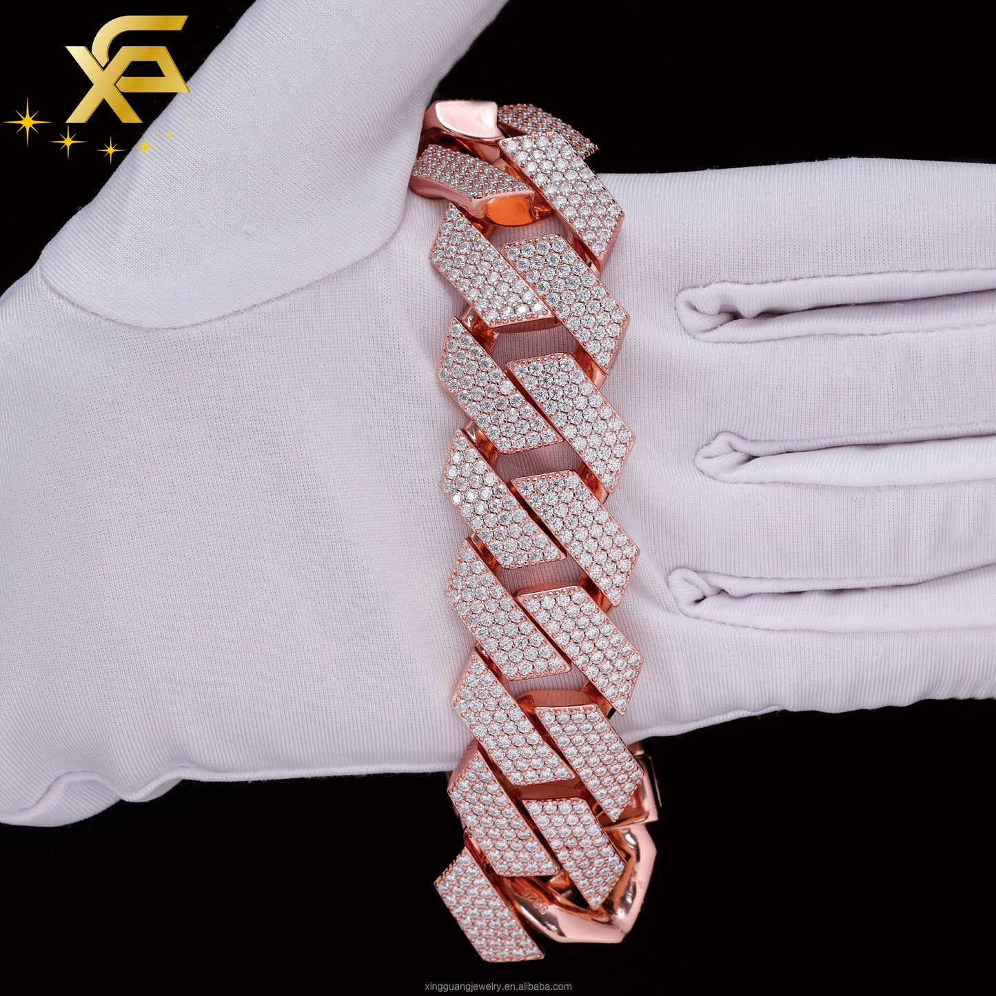 RTS 925 Sterling Silver Gold Plated Moissanite Cuban Chain Hip Hop Jewelry 20MM 22MM Wide Vvs Moissanite Cuban Link Chain