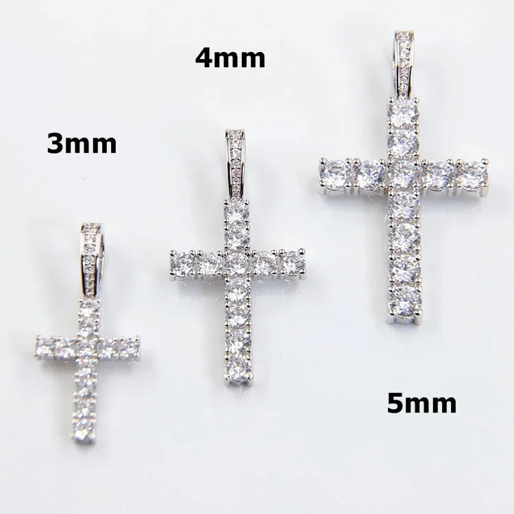 Pass Diamond Test Moissanite Jewelry Iced Out S925 Silver 2mm/3mm/4mm/5mm D VVS Diamond Moissanite Cross Pendant for Men Women