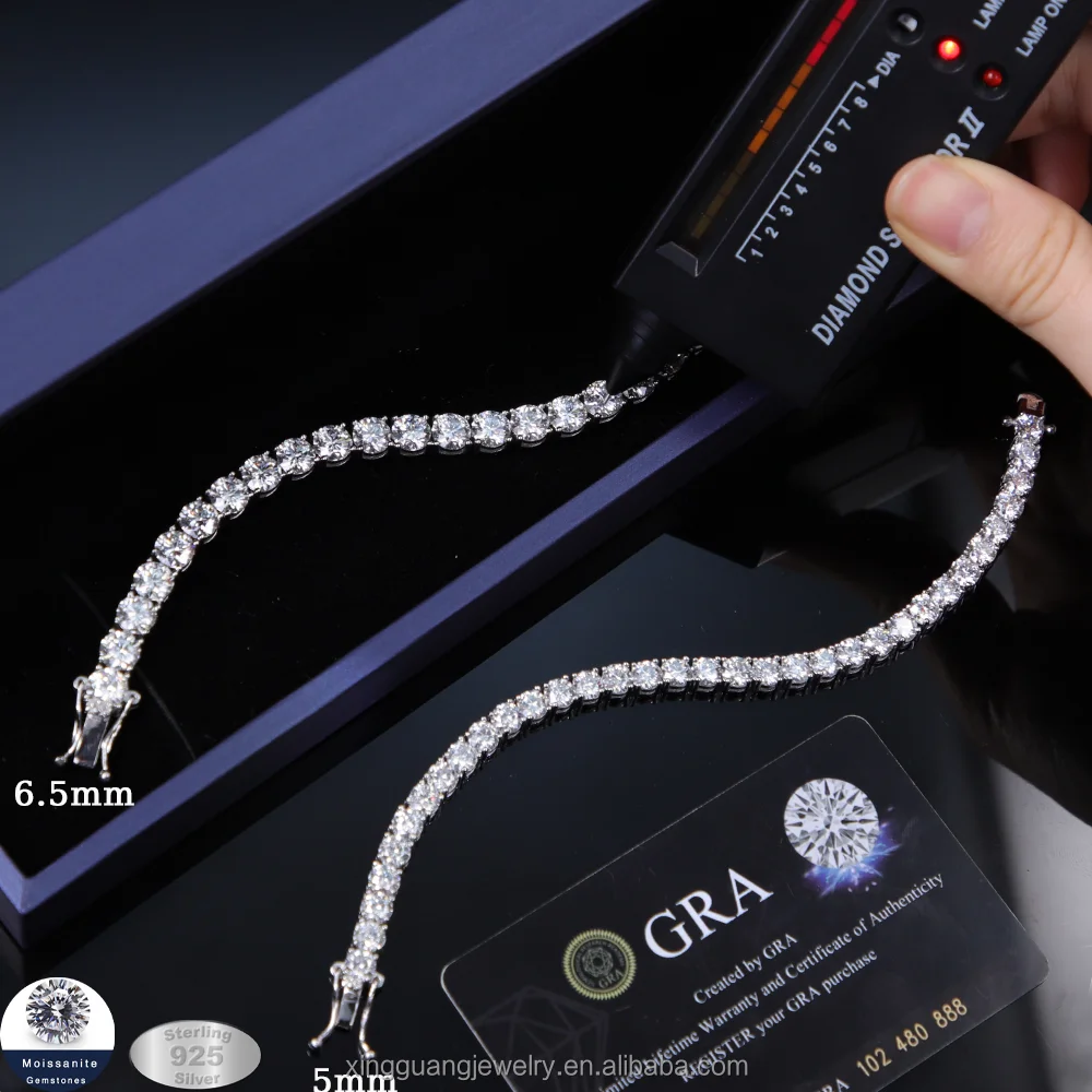 Hot-sale 6.5/5 mm Tennis Diamond Chain Necklace Bracelet S925 Silver VVS Moissanite Tennis Link Fine Jewelry for Men Women