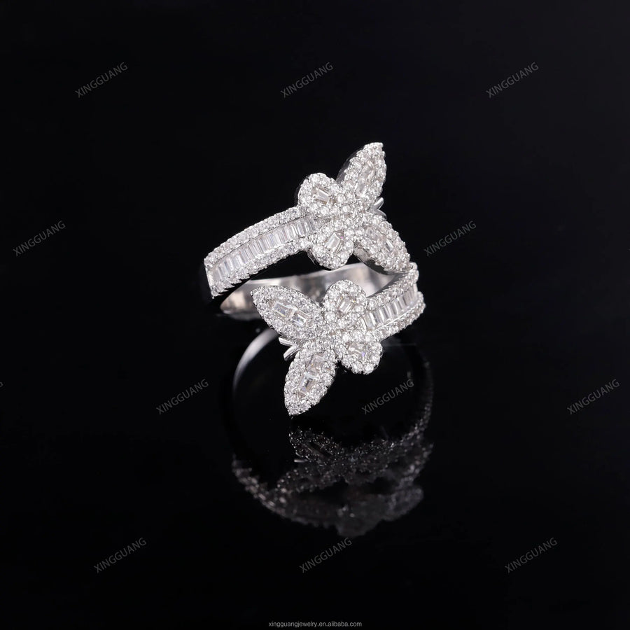 Ready to Ship S925 Sterling Silver Ring 18K Gold Plated Hip Hop Men VVS Moissanite Diamond Ring Factory Price