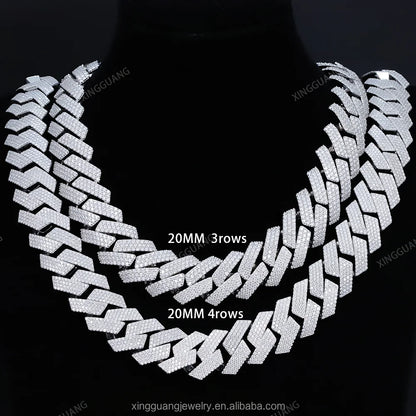 RTS 925 Sterling Silver Gold Plated Moissanite Cuban Chain Hip Hop Jewelry 20MM 22MM Wide Vvs Moissanite Cuban Link Chain