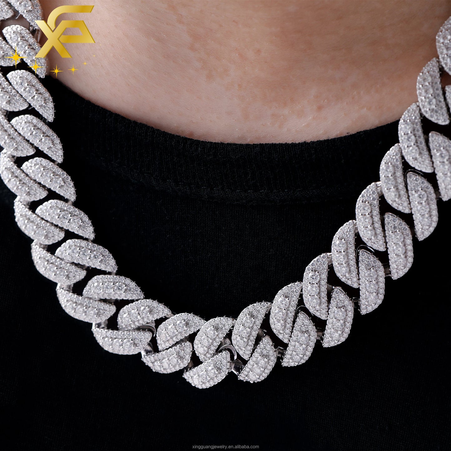 15-20mm Wide VVS Moissanite Diamond Necklace Bracelet 925 Solid Silver Gold Moissanite Cuban Link Chain with GRA Certificate