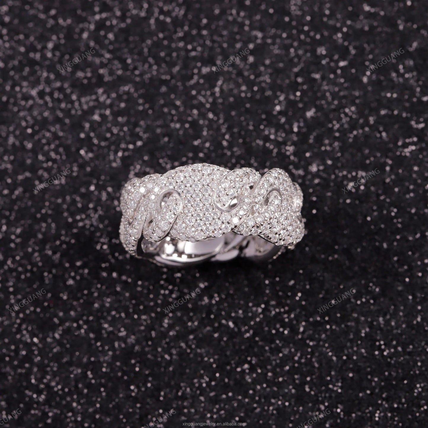 Ready to Ship S925 Sterling Silver Ring 18K Gold Plated Hip Hop Men VVS Moissanite Diamond Ring Factory Price