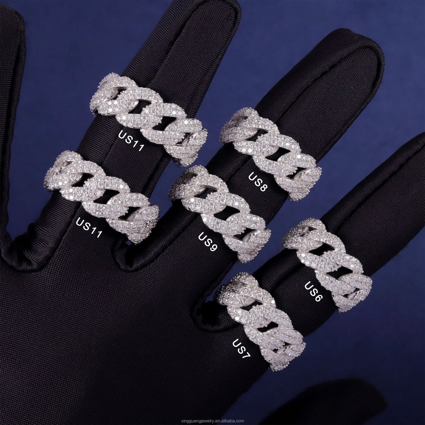 Ready to Ship Hiphop Star Ring Fine Jewelry Iced Out Gold Plated S925 Silver VVS Moissanite Diamond Cross Ring for Men Women