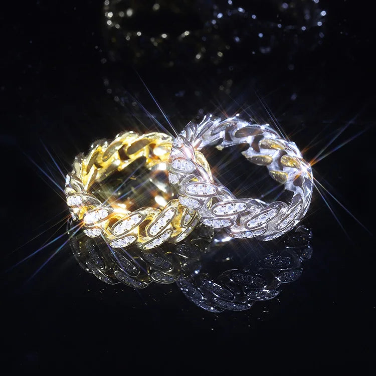 Ready to Ship Hiphop Star Ring Fine Jewelry Iced Out Gold Plated S925 Silver VVS Moissanite Diamond Cross Ring for Men Women