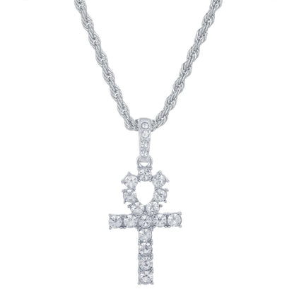 Men Women Hip Hop Cross Pendant Necklace With 4mm Zircon Tennis Chain Iced Out Exquisite Bling Jewelry Fashion Trendy Creative
