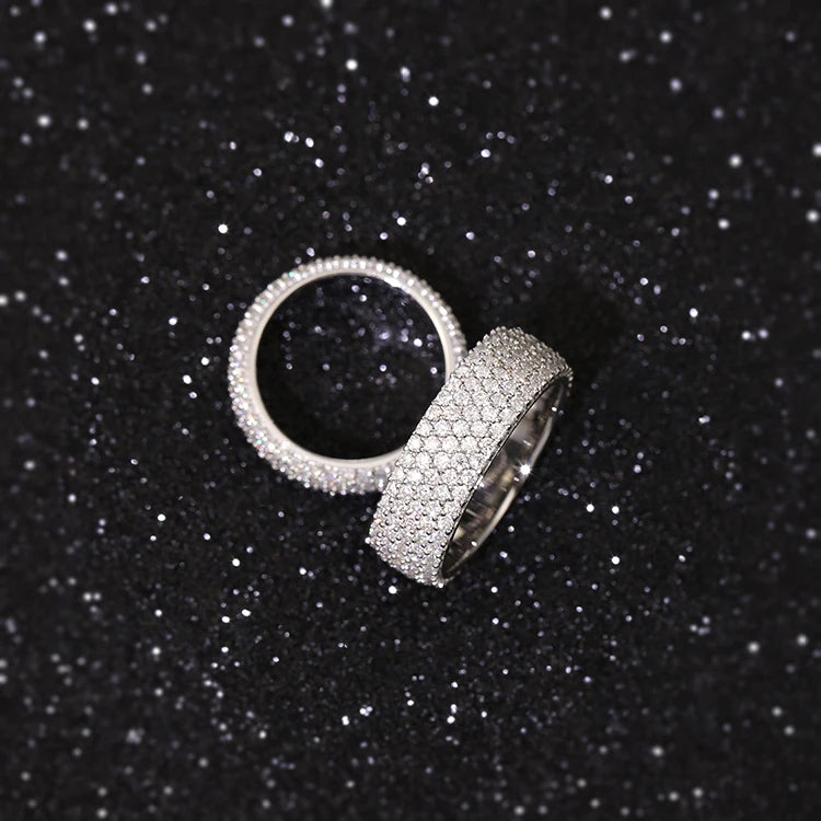 Ready to Ship S925 Sterling Silver Ring 18K Gold Plated Hip Hop Men VVS Moissanite Diamond Ring Factory Price
