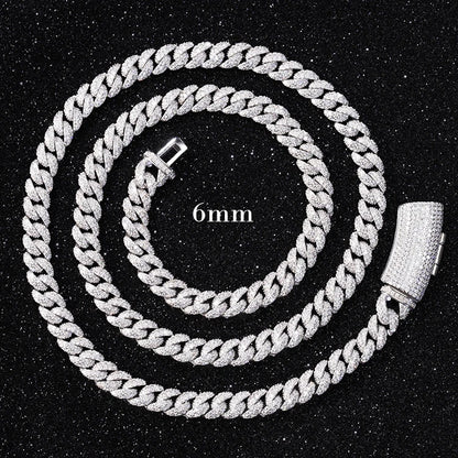 New Arrival Rapper's Hip Hop Jewelry 22mm 925 Sterling Silver 5 Rows VVS Moissanite Iced Out Thick Cuban Link Chain Necklace