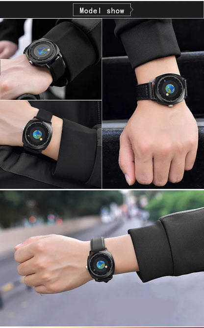 ADDIES Fashion Personality Creative Rotation Earth Watch Silicone Leather Quartz Sport Watches