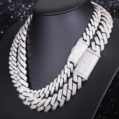 RTS 925 Sterling Silver Gold Plated Moissanite Cuban Chain Hip Hop Jewelry 20MM 22MM Wide Vvs Moissanite Cuban Link Chain