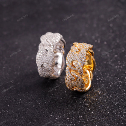 Ready to Ship Hiphop Star Ring Fine Jewelry Iced Out Gold Plated S925 Silver VVS Moissanite Diamond Cross Ring for Men Women