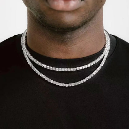 Fashion Hip Hop Jewelry 2MM 3MM 4MM 5MM Width Gold Plated Bling VVS Round Moissanite Tennis Chain