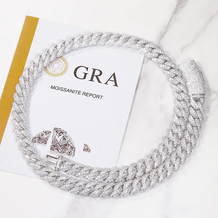 New Arrival Rapper's Hip Hop Jewelry 22mm 925 Sterling Silver 5 Rows VVS Moissanite Iced Out Thick Cuban Link Chain Necklace