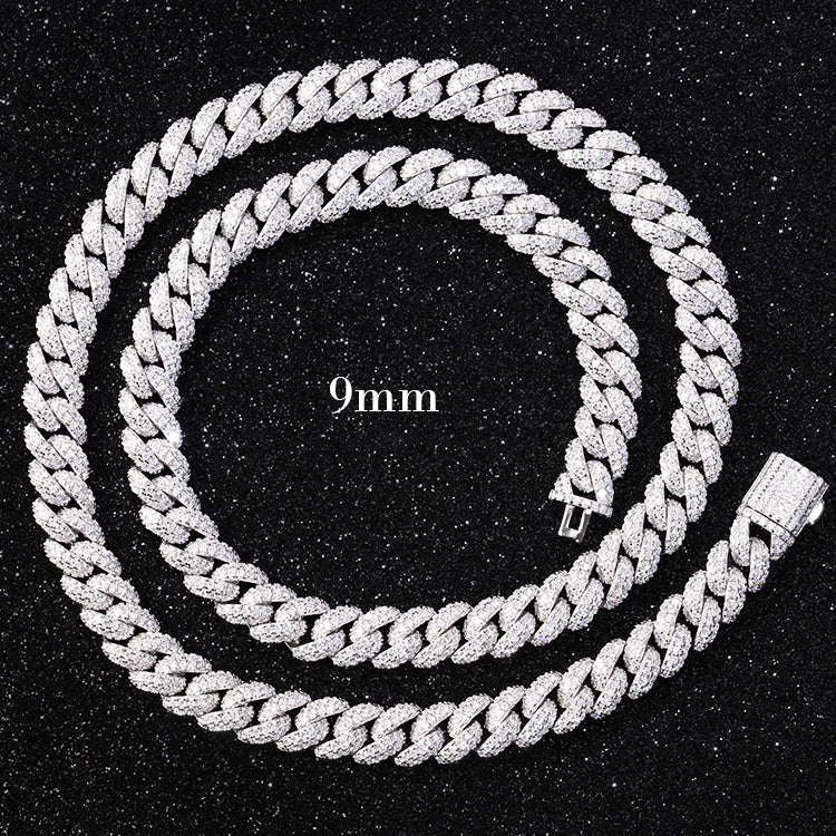 XG Moissanite Curved Cuban Chains Real 925 Silver Plated Gold Iced Out Vvs Moissante Curb Chains Necklaces for Men